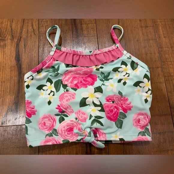 RuffleButts Rosy Sweetheart Ruffle Tie Tankini, 3T - Picture 3 of 14